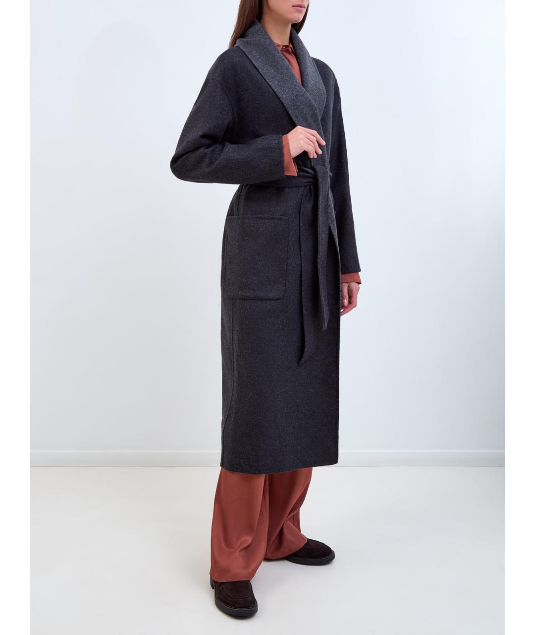 LORENA ANTONIAZZI Серое шерстяное пальто, фото 3