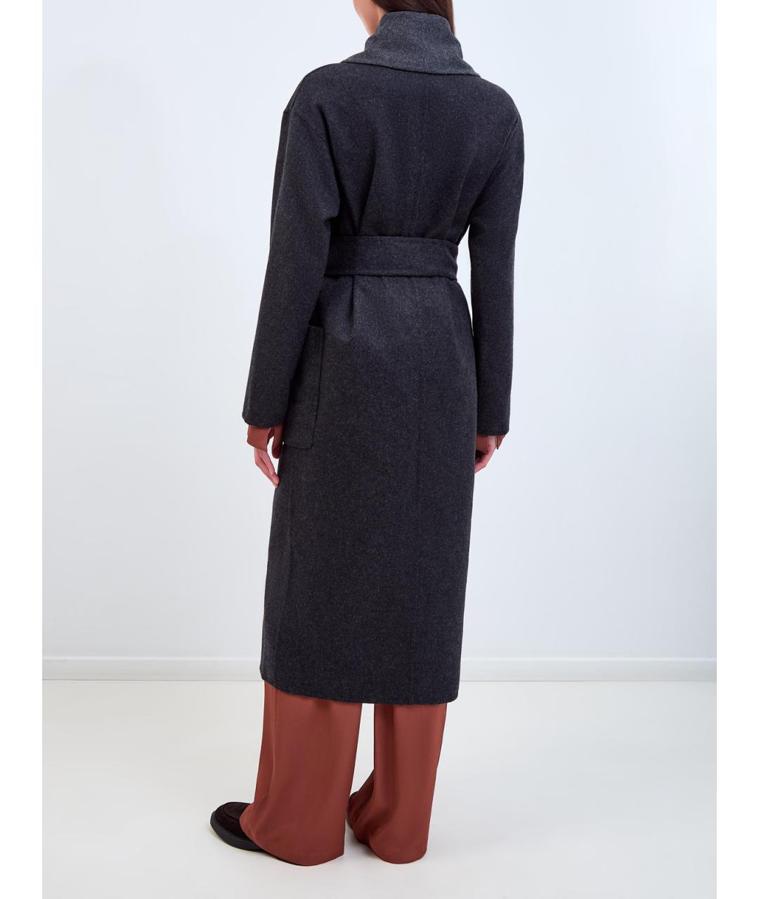 LORENA ANTONIAZZI Серое шерстяное пальто, фото 4
