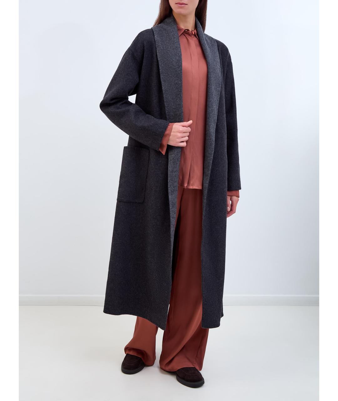 LORENA ANTONIAZZI Серое шерстяное пальто, фото 2