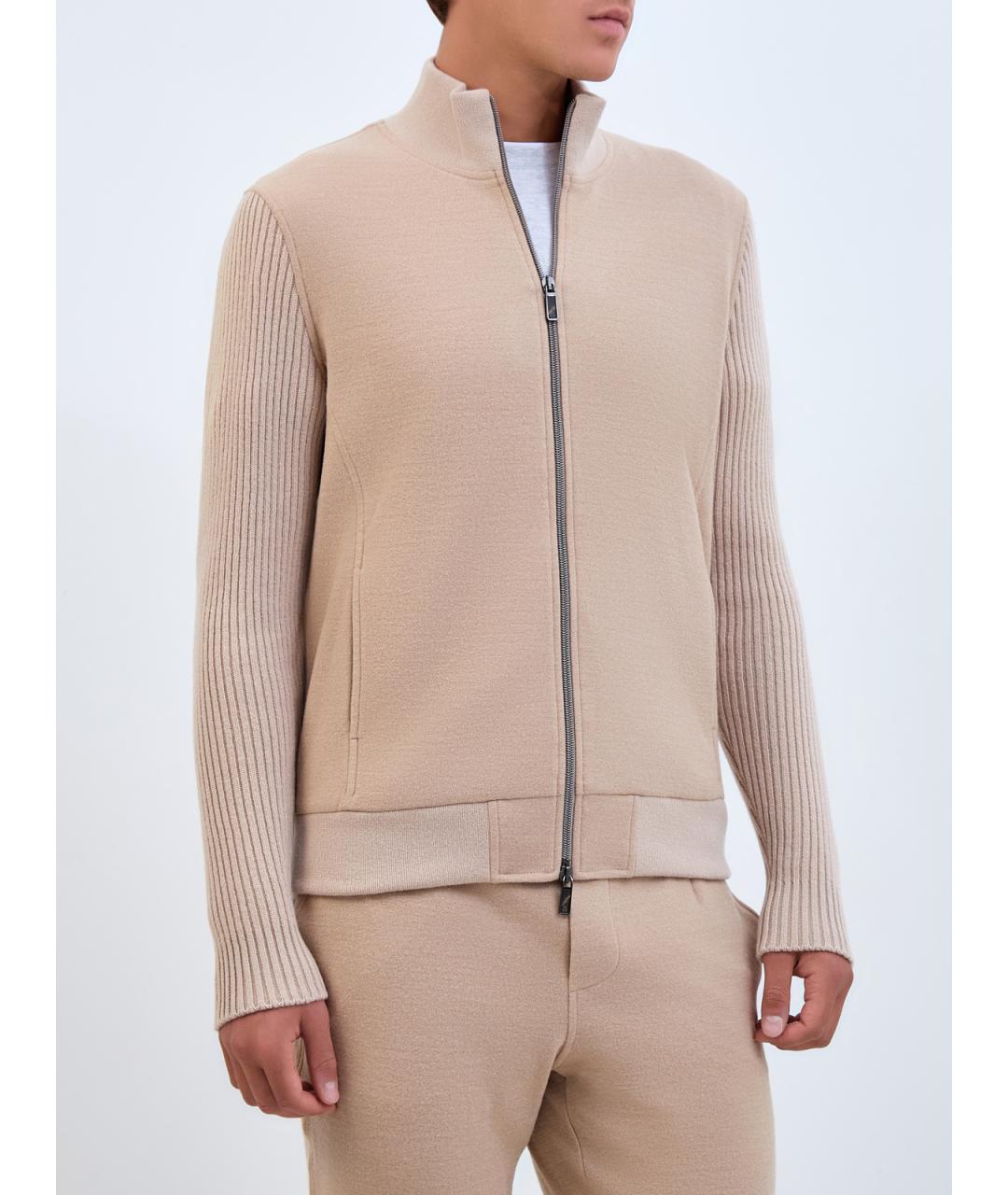 CAPOBIANCO Бежевый шерстяной кардиган, фото 3