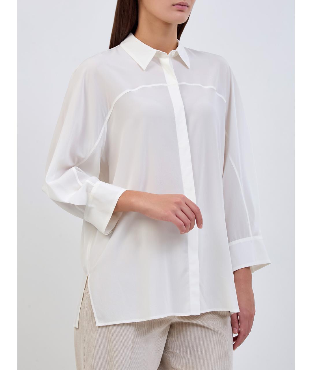 PESERICO Белая шелковая блузы, фото 3