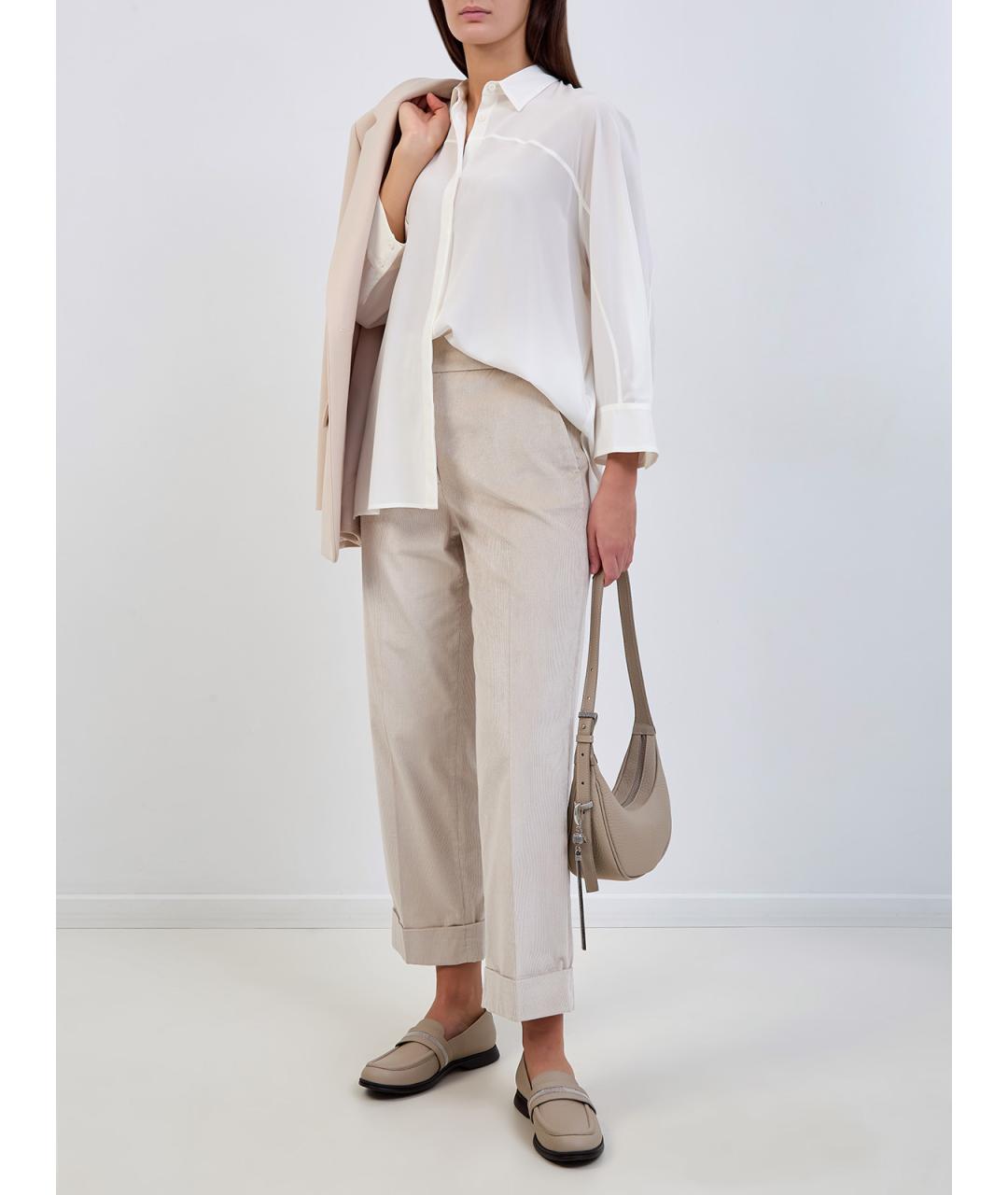 PESERICO Белая шелковая блузы, фото 2