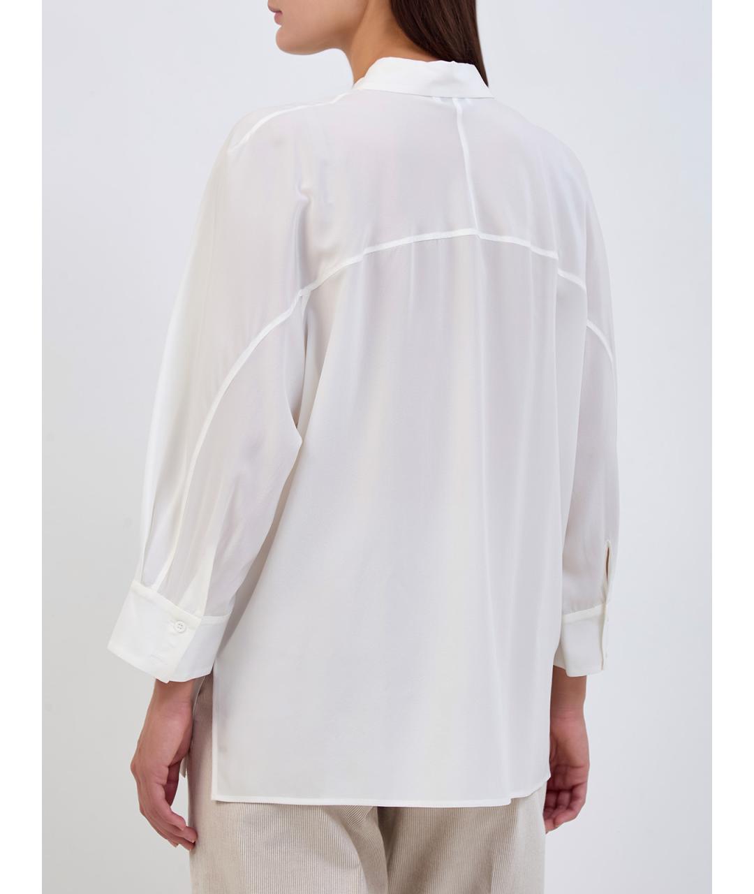 PESERICO Белая шелковая блузы, фото 4