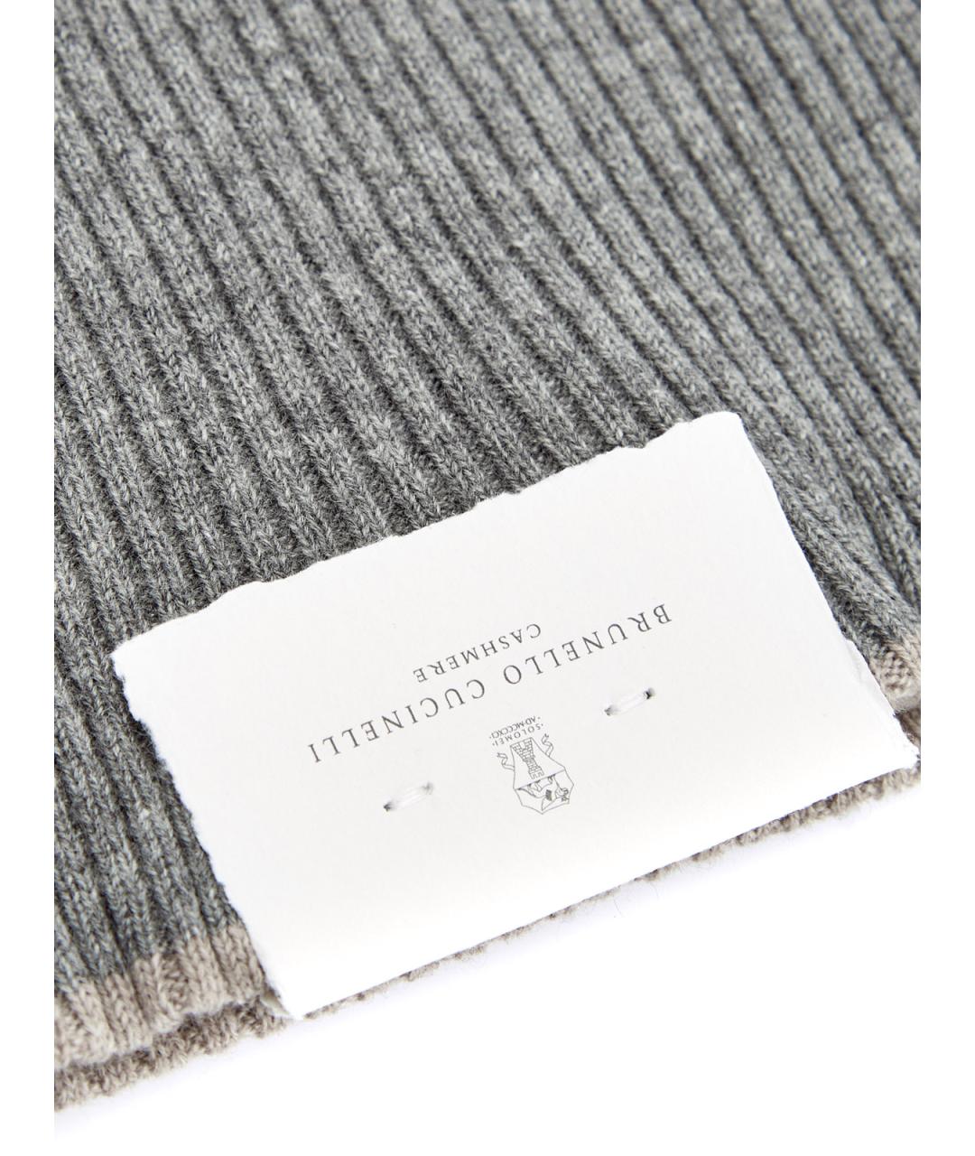 BRUNELLO CUCINELLI Серая кашемировая шапка, фото 4