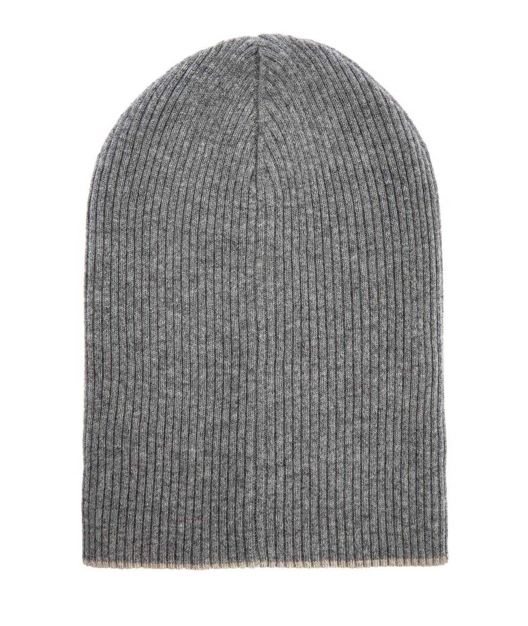 BRUNELLO CUCINELLI Серая кашемировая шапка, фото 3