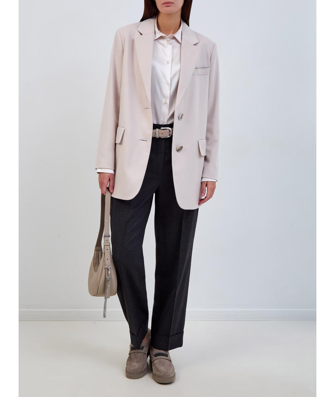 PESERICO Бежевая шелковая блузы, фото 2