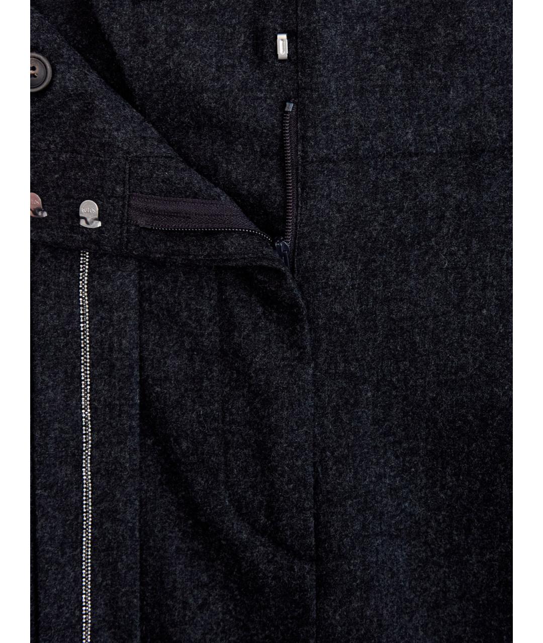 PESERICO Антрацитовые шерстяные брюки широкие, фото 6