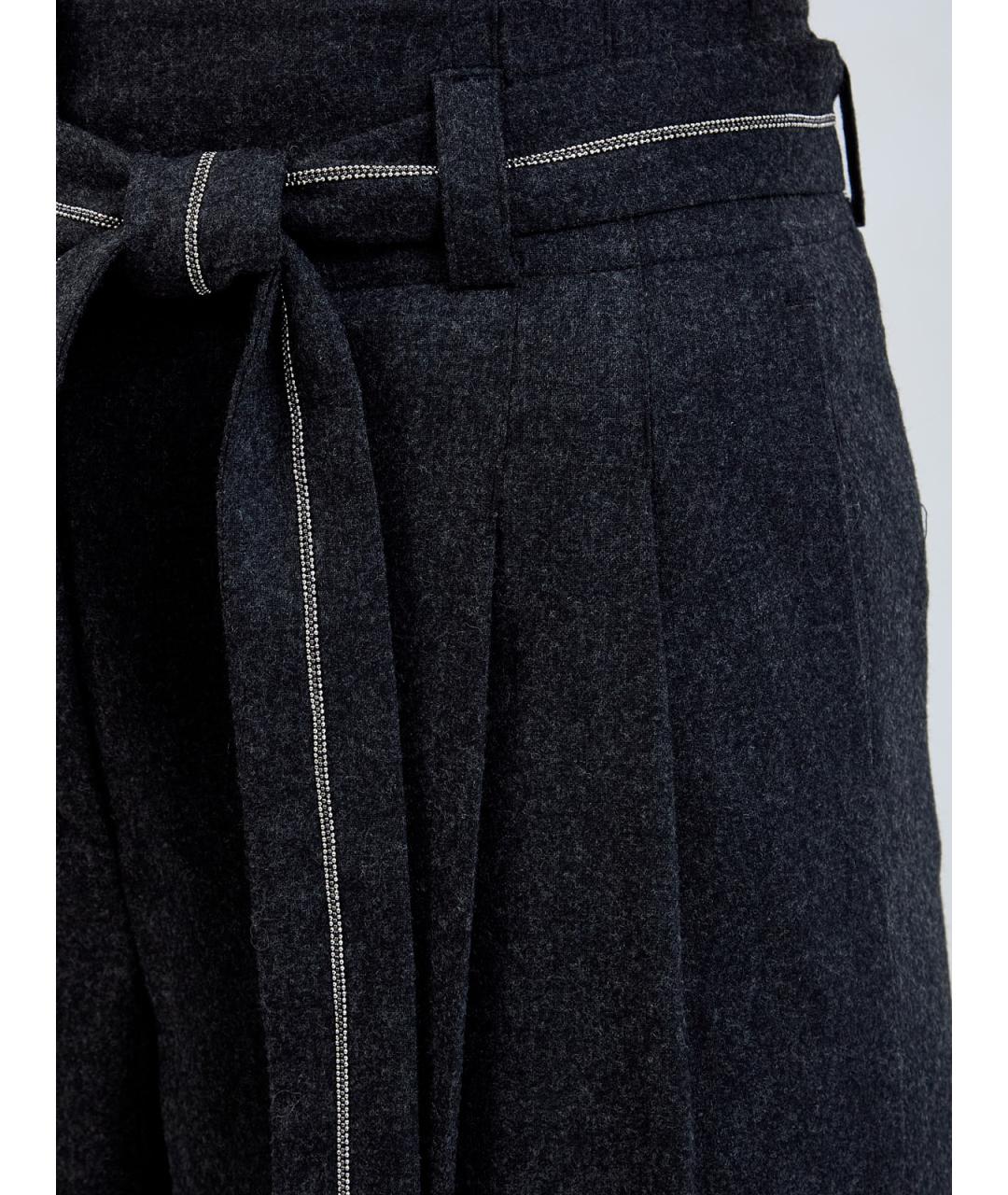 PESERICO Антрацитовые шерстяные брюки широкие, фото 5