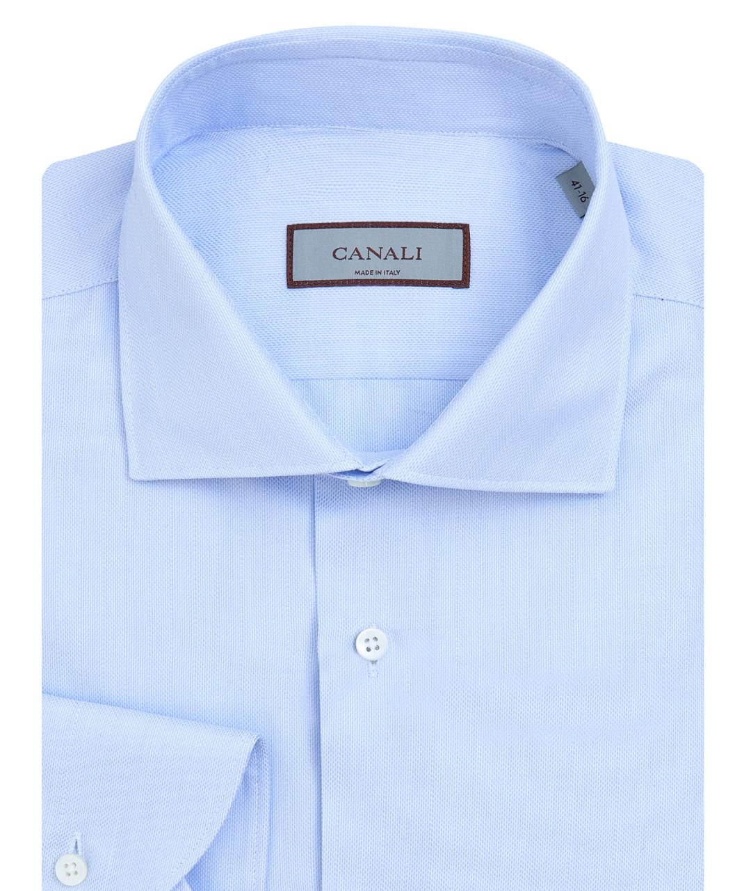 CANALI Голубая хлопковая классическая рубашка, фото 2