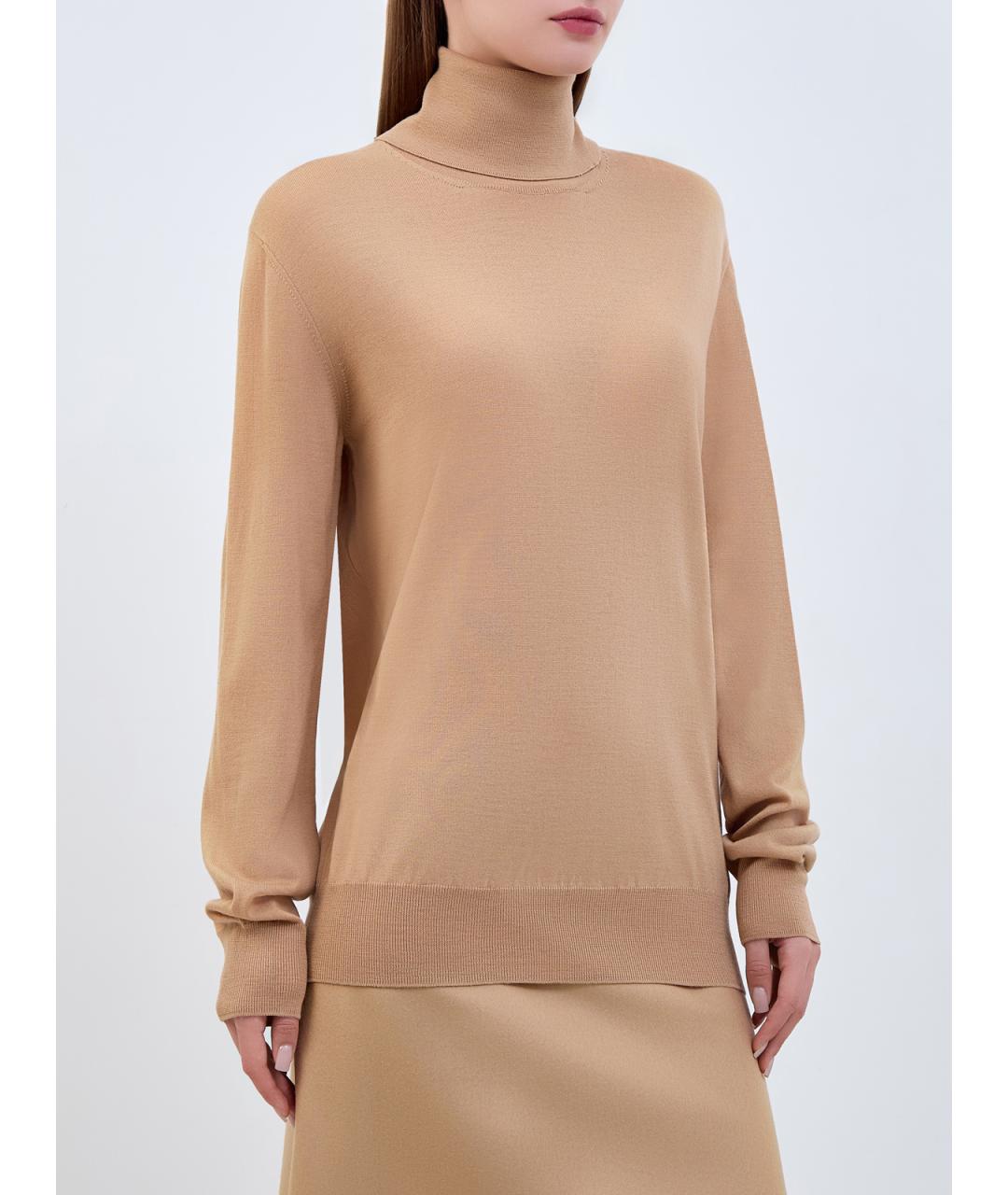 JIL SANDER Бежевая шерстяная водолазка, фото 3