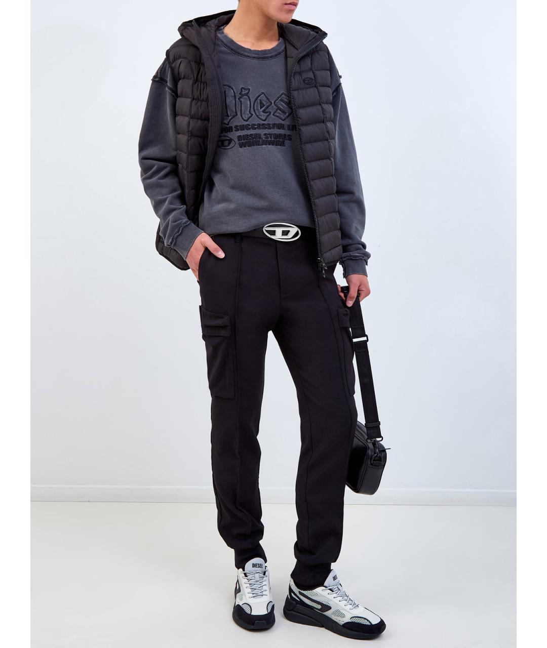 DIESEL Черные полиэстеровые повседневные брюки, фото 2