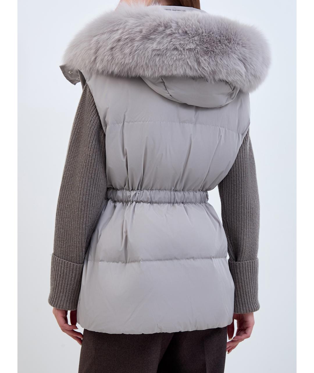 YVES SALOMON Серый полиэстеровый жилет, фото 4