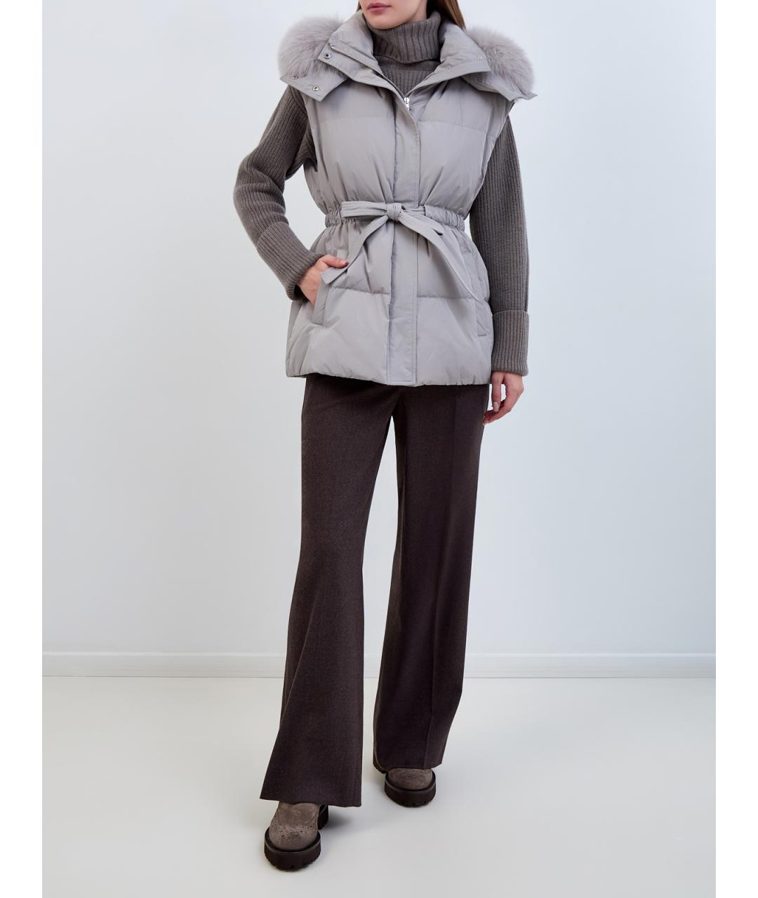 YVES SALOMON Серый полиэстеровый жилет, фото 2