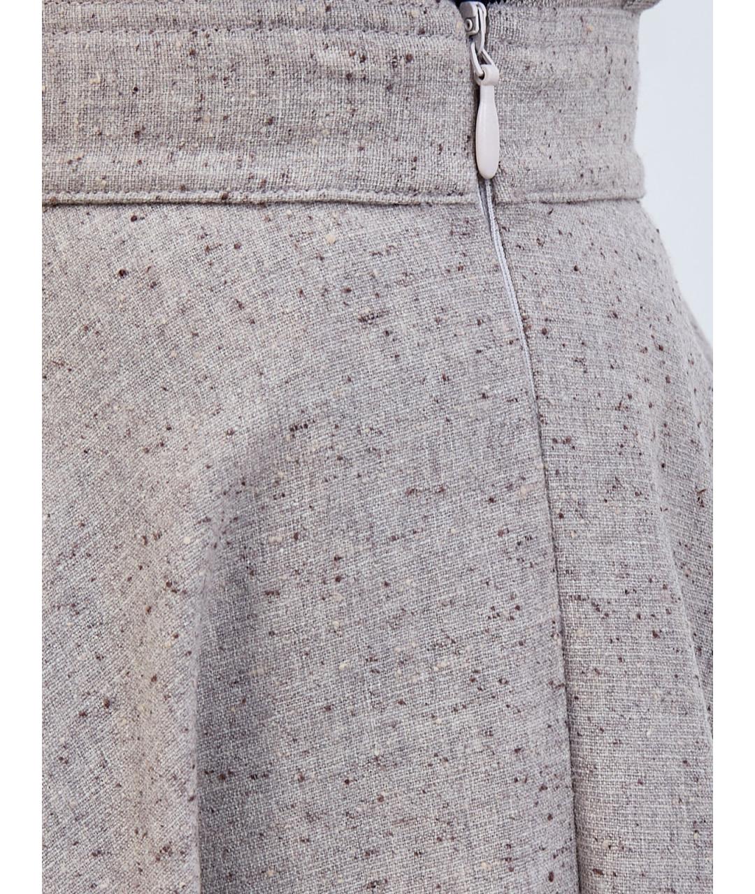GENTRY PORTOFINO Бежевая шерстяная юбка миди, фото 5