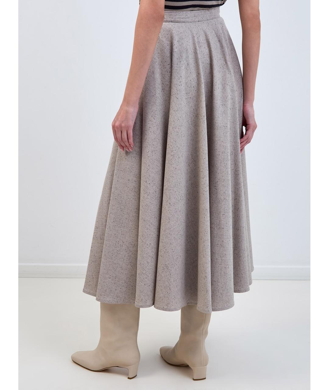 GENTRY PORTOFINO Бежевая шерстяная юбка миди, фото 4