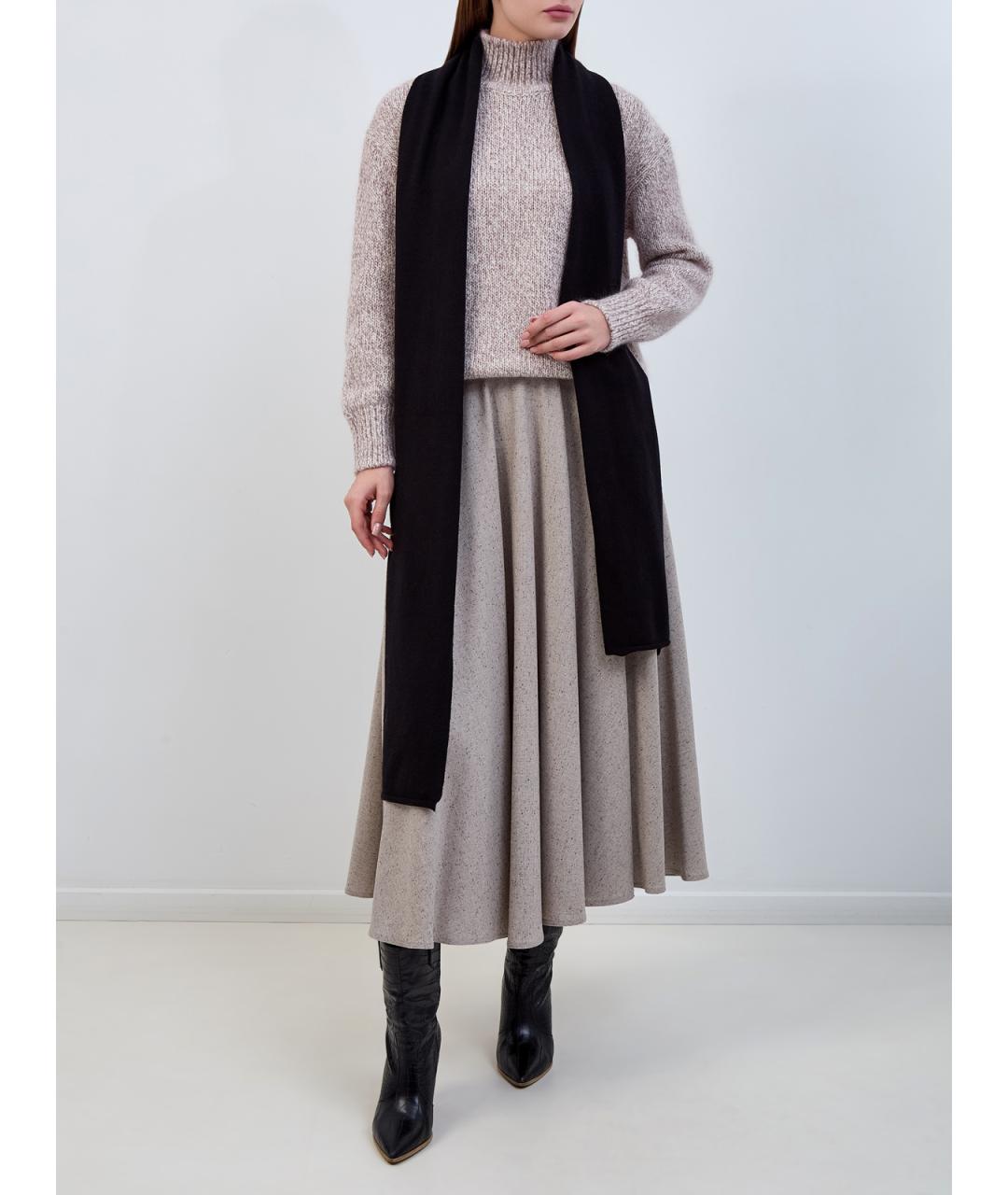 GENTRY PORTOFINO Бежевая шерстяная юбка миди, фото 2