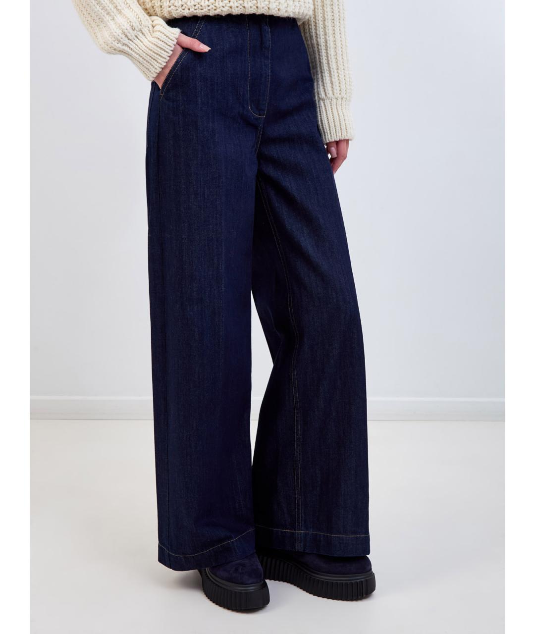 YVES SALOMON Синие хлопковые прямые джинсы, фото 3