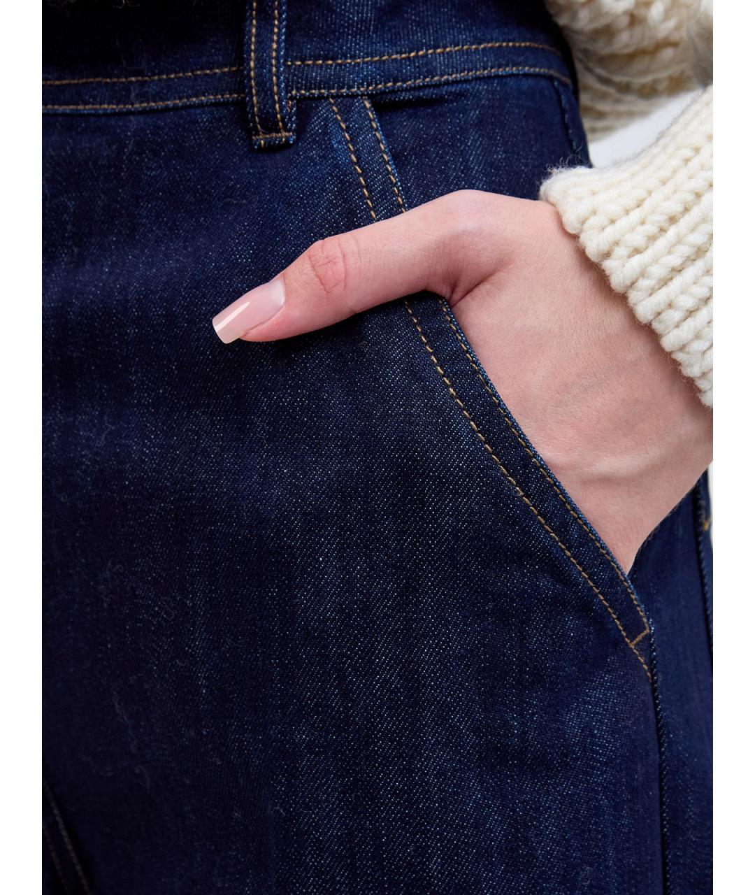 YVES SALOMON Синие хлопковые прямые джинсы, фото 5