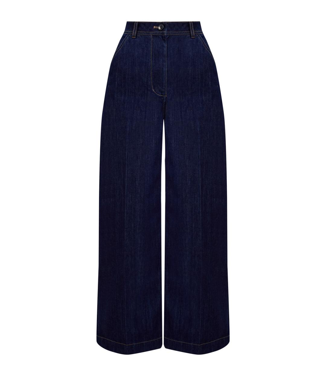 YVES SALOMON Синие хлопковые прямые джинсы, фото 1