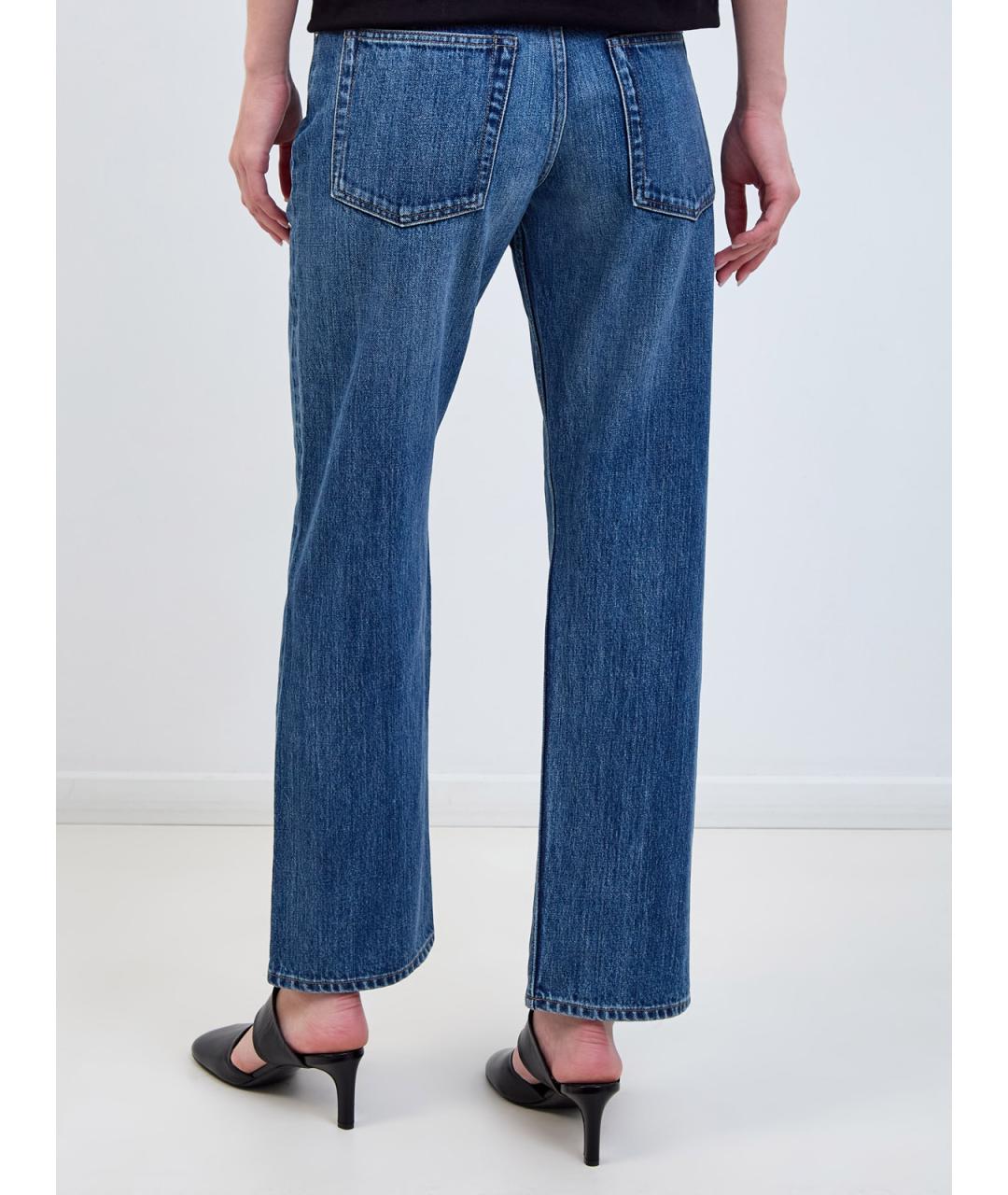 JIL SANDER Синие хлопковые прямые джинсы, фото 4