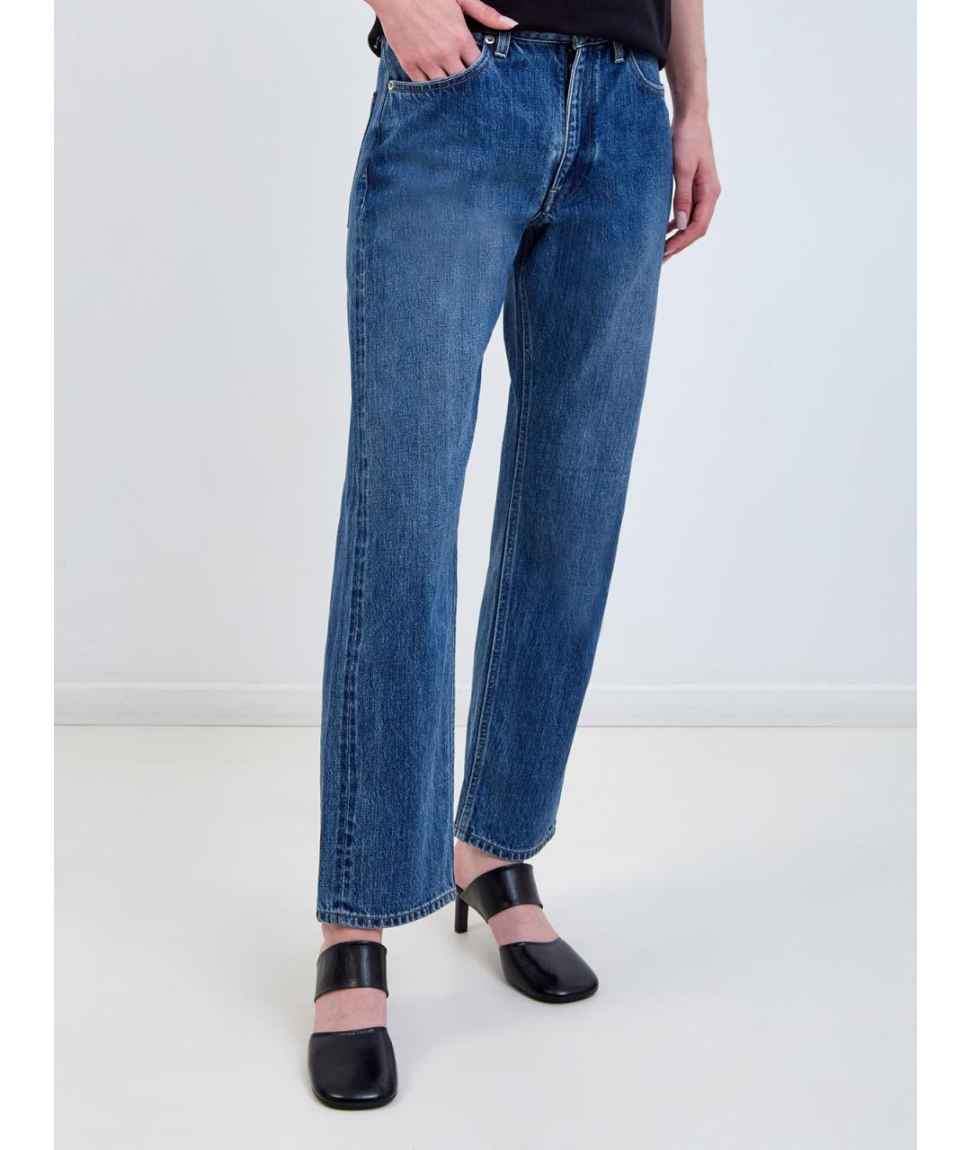 JIL SANDER Синие хлопковые прямые джинсы, фото 3