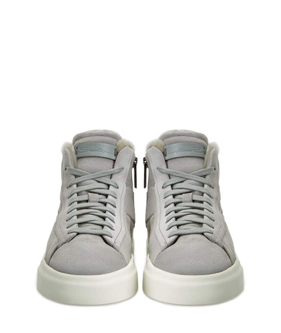 SANTONI Серые замшевые кеды, фото 5