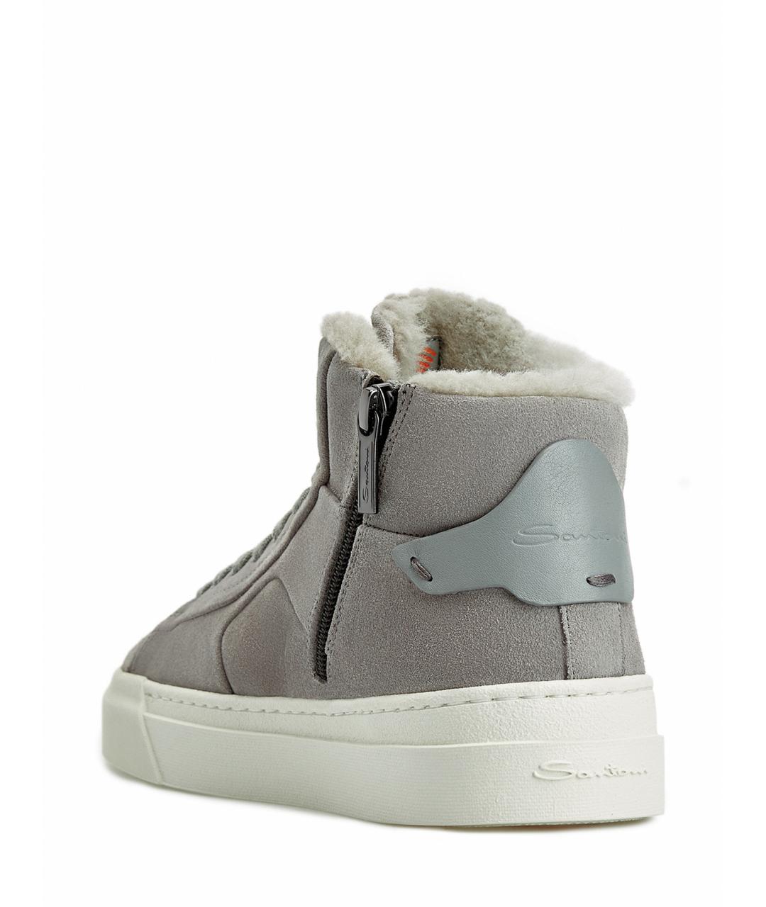 SANTONI Серые замшевые кеды, фото 4