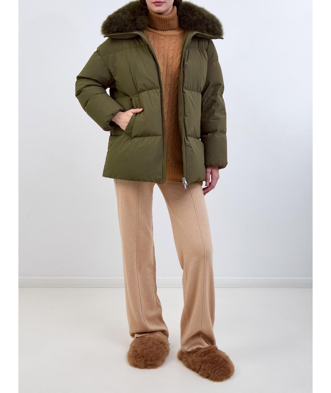 YVES SALOMON Зеленый пуховик, фото 2