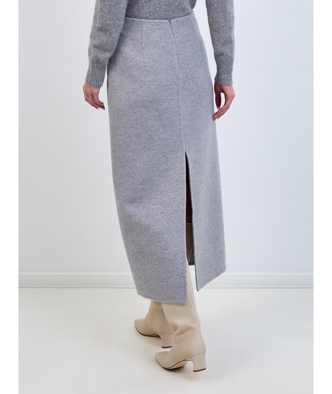 FABIANA FILIPPI Серая шерстяная юбка миди, фото 4
