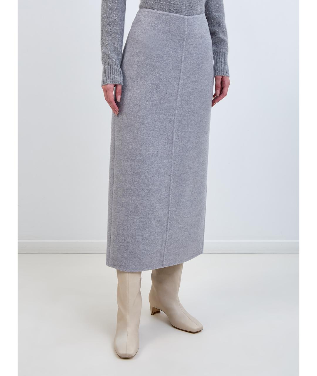 FABIANA FILIPPI Серая шерстяная юбка миди, фото 3
