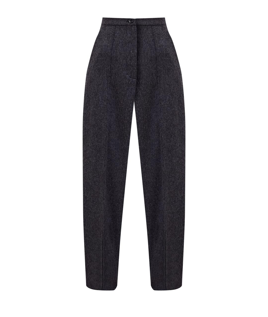 YVES SALOMON Антрацитовые шерстяные прямые брюки, фото 1