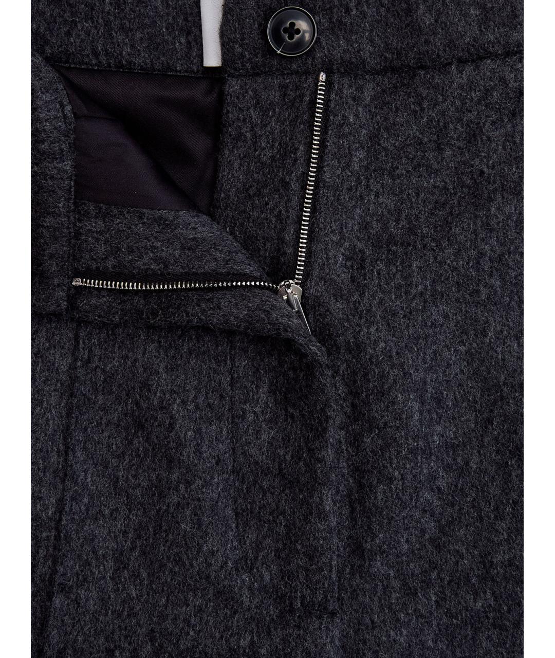 YVES SALOMON Антрацитовые шерстяные прямые брюки, фото 6