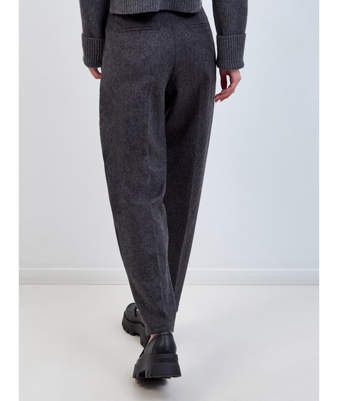 YVES SALOMON Антрацитовые шерстяные прямые брюки, фото 4