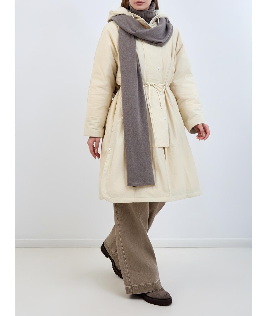 YVES SALOMON Бежевый полиамидовый пуховик, фото 2