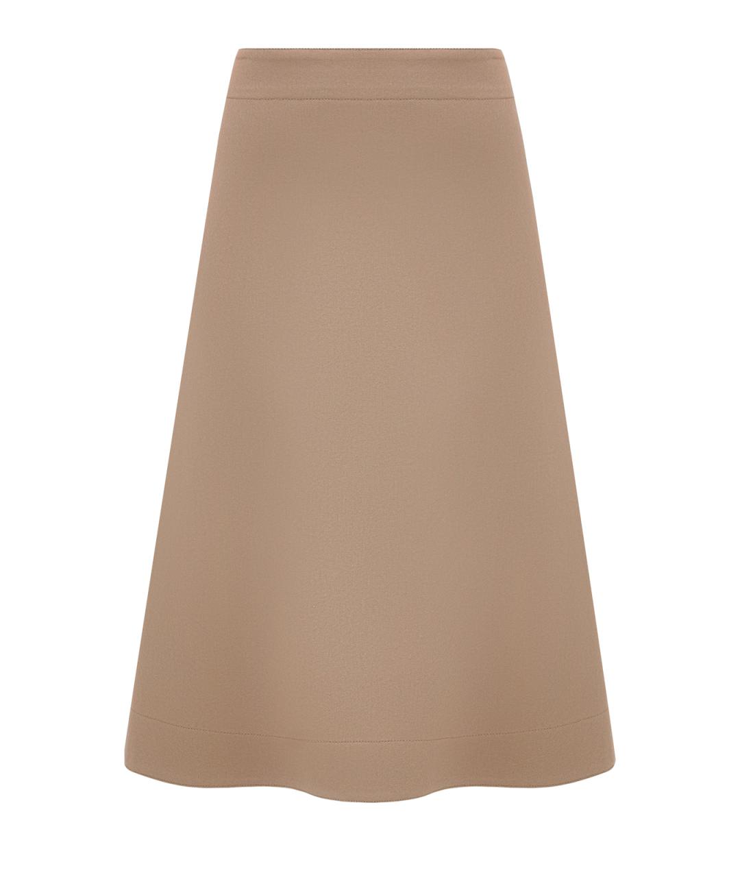 JIL SANDER Бежевая шерстяная юбка миди, фото 1