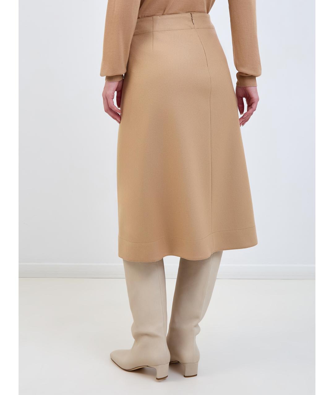 JIL SANDER Бежевая шерстяная юбка миди, фото 4