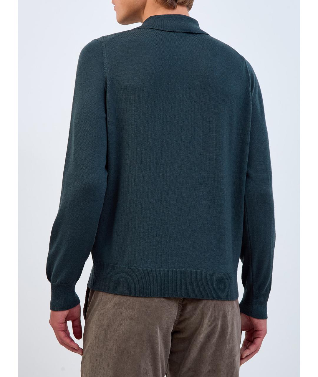 CANALI Зеленые поло с длинным рукавом, фото 4