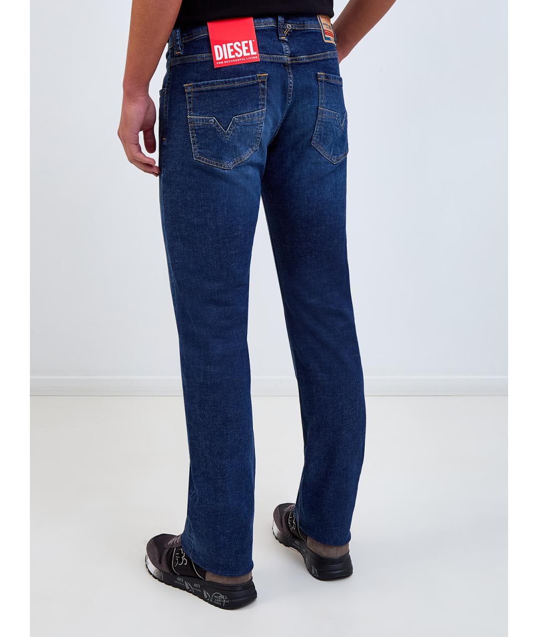 DIESEL Синие хлопковые прямые джинсы, фото 4