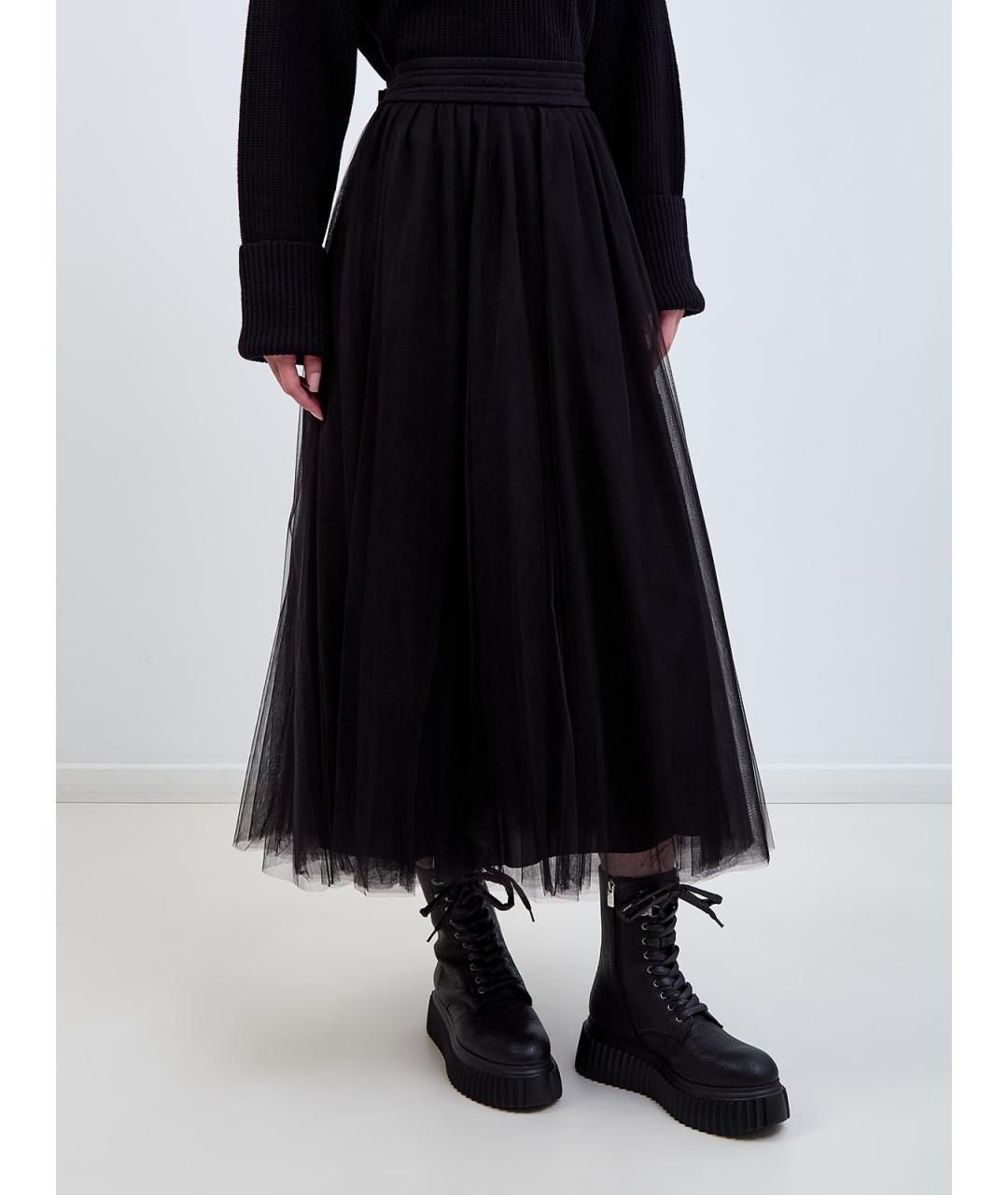 FABIANA FILIPPI Черная полиамидовая юбка миди, фото 3