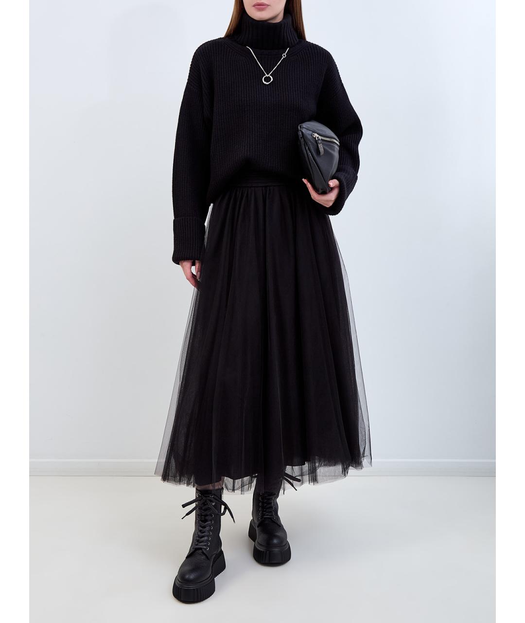 FABIANA FILIPPI Черная полиамидовая юбка миди, фото 2