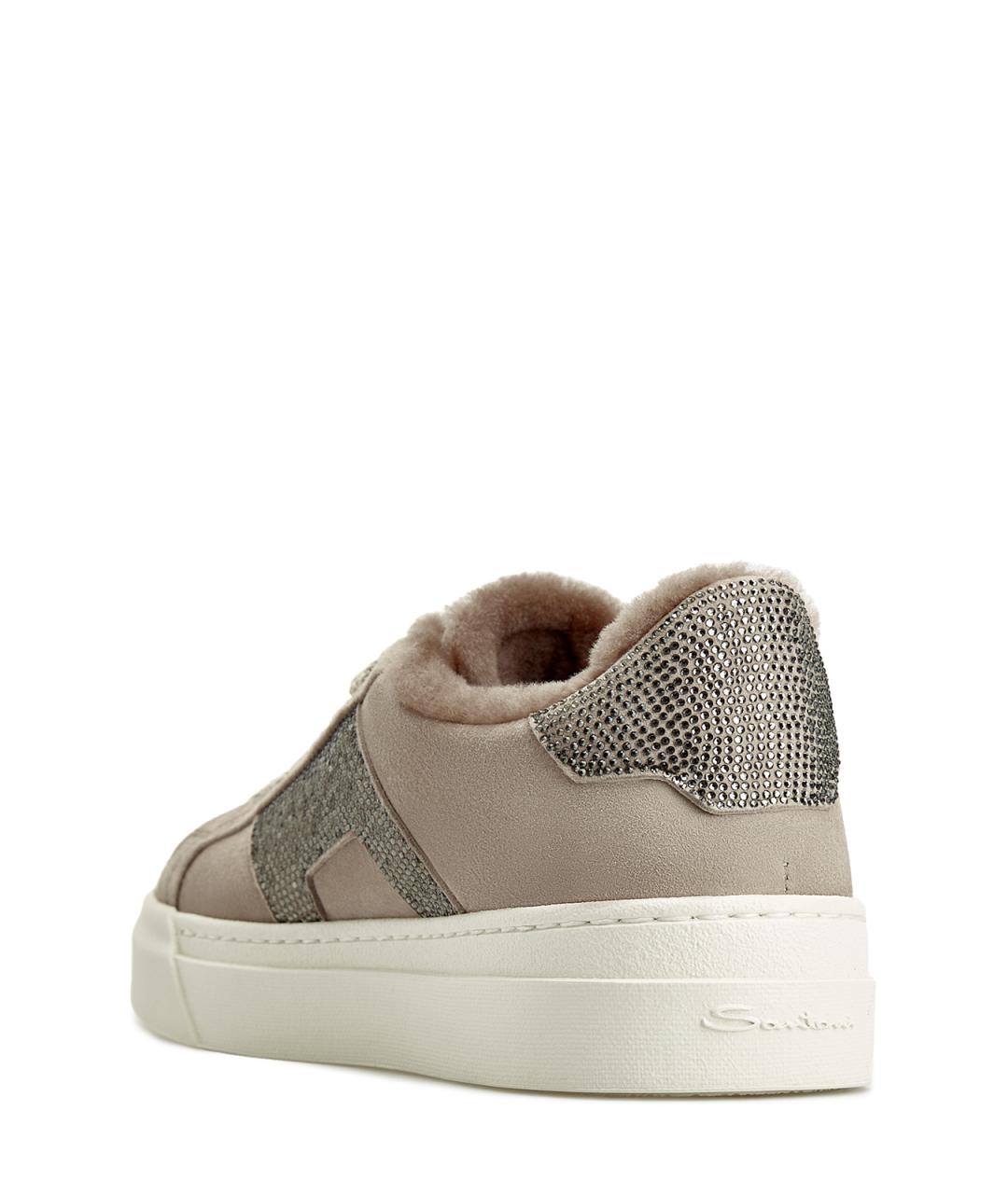 SANTONI Бежевые замшевые кеды, фото 4