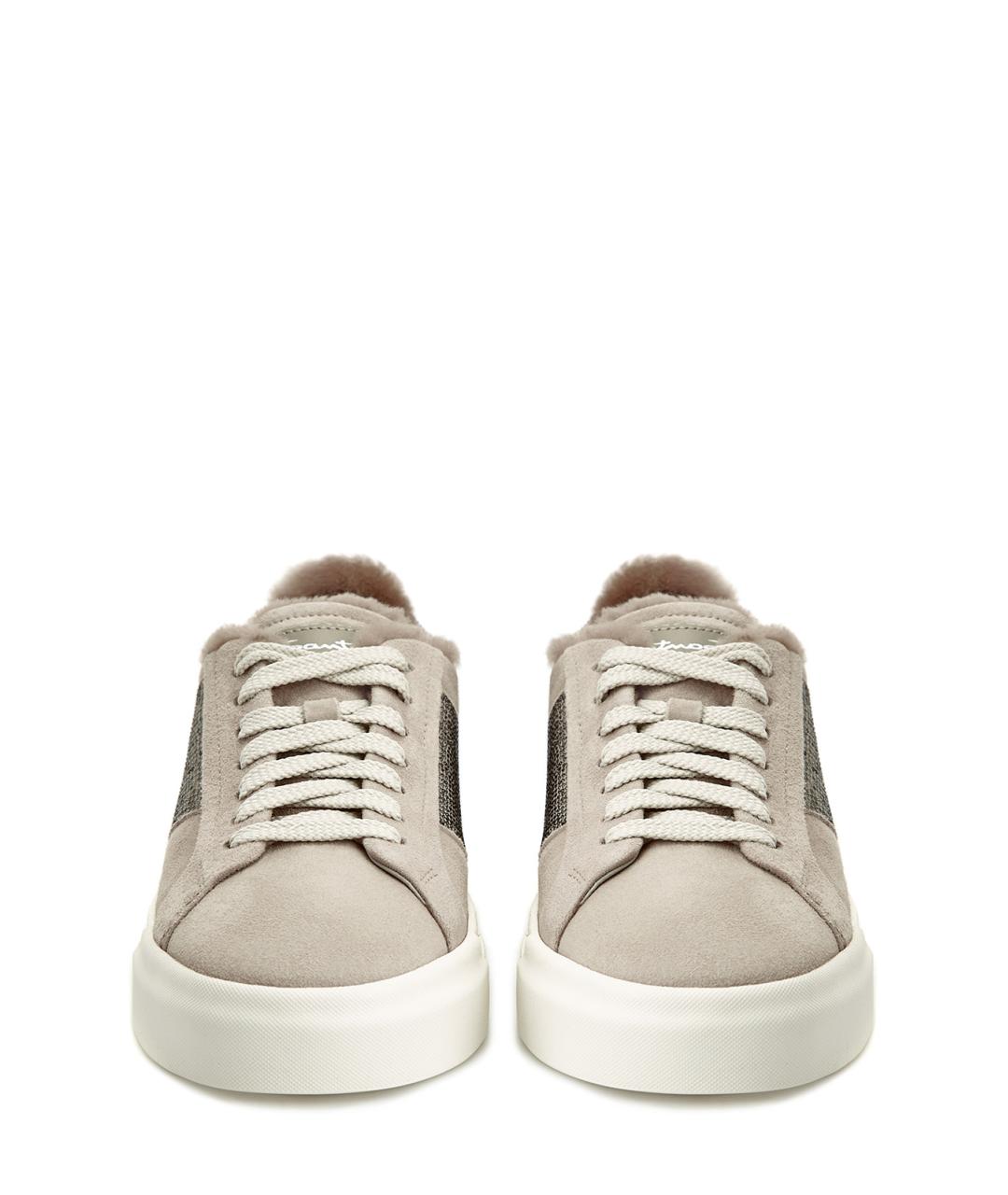 SANTONI Бежевые замшевые кеды, фото 5