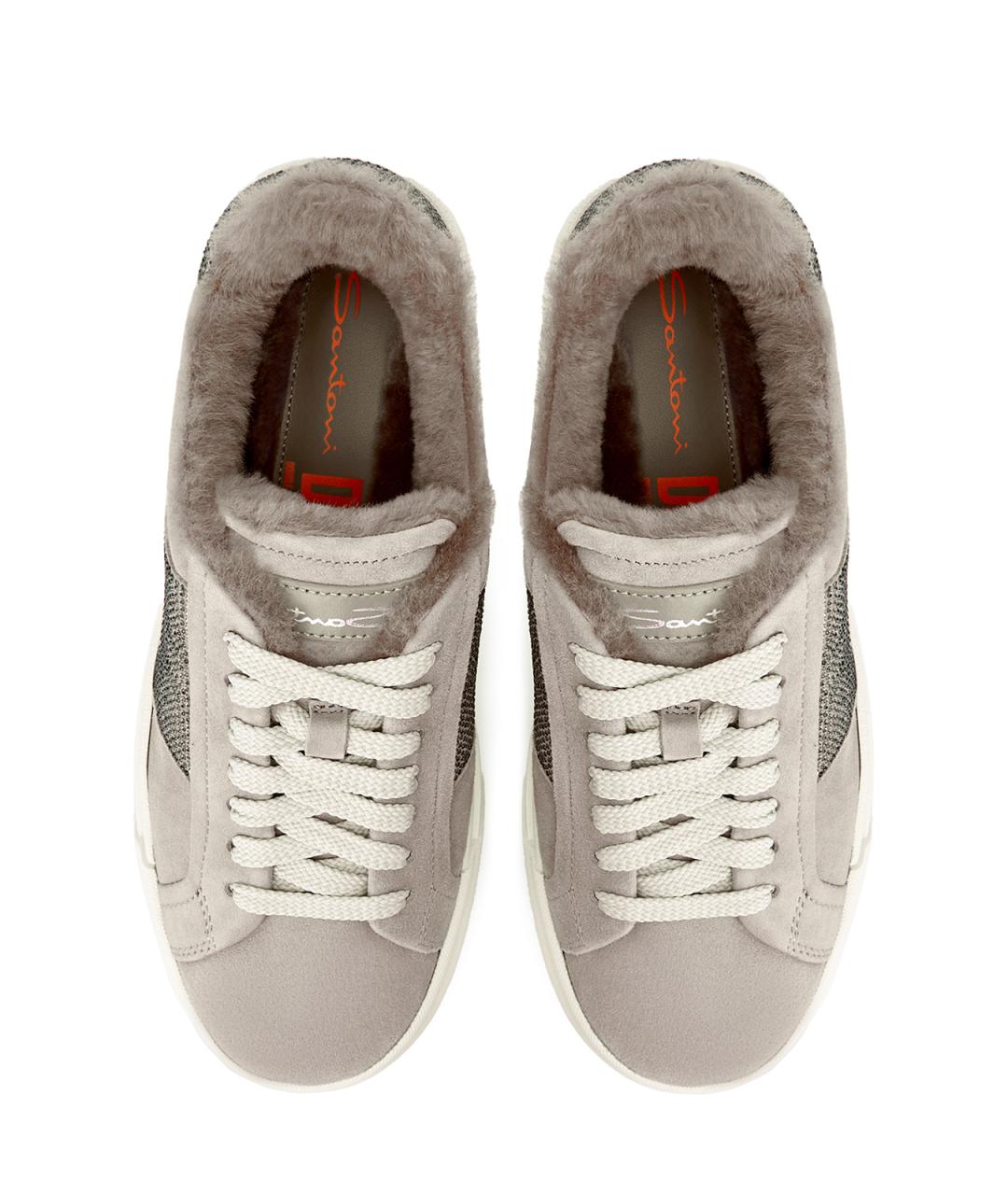 SANTONI Бежевые замшевые кеды, фото 6