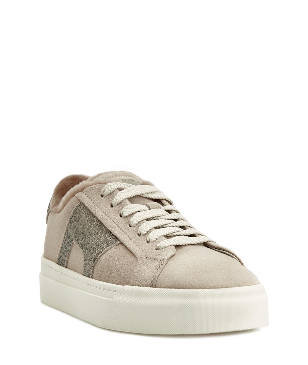 SANTONI Бежевые замшевые кеды, фото 3