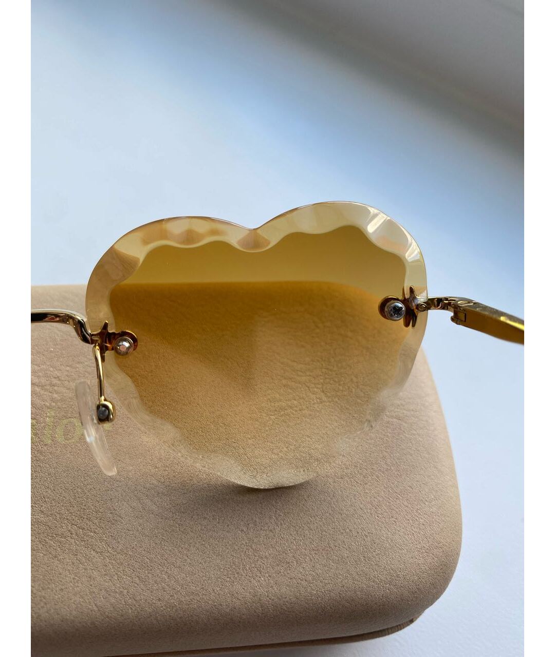CHLOE Горчичные металлические солнцезащитные очки, фото 3