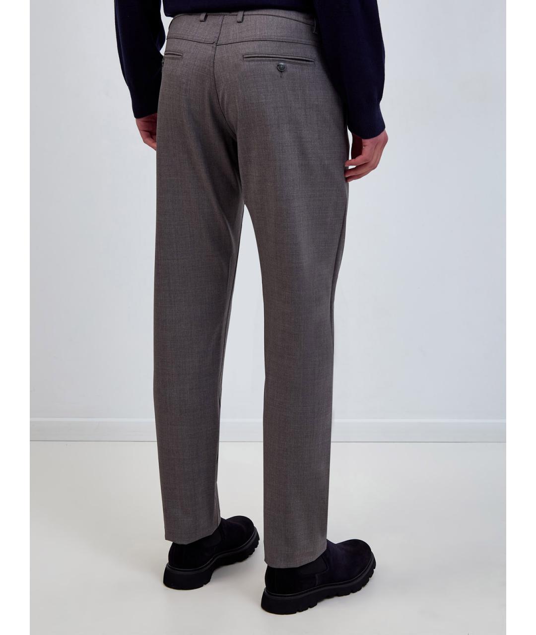 CANALI Коричневые шерстяные повседневные брюки, фото 4