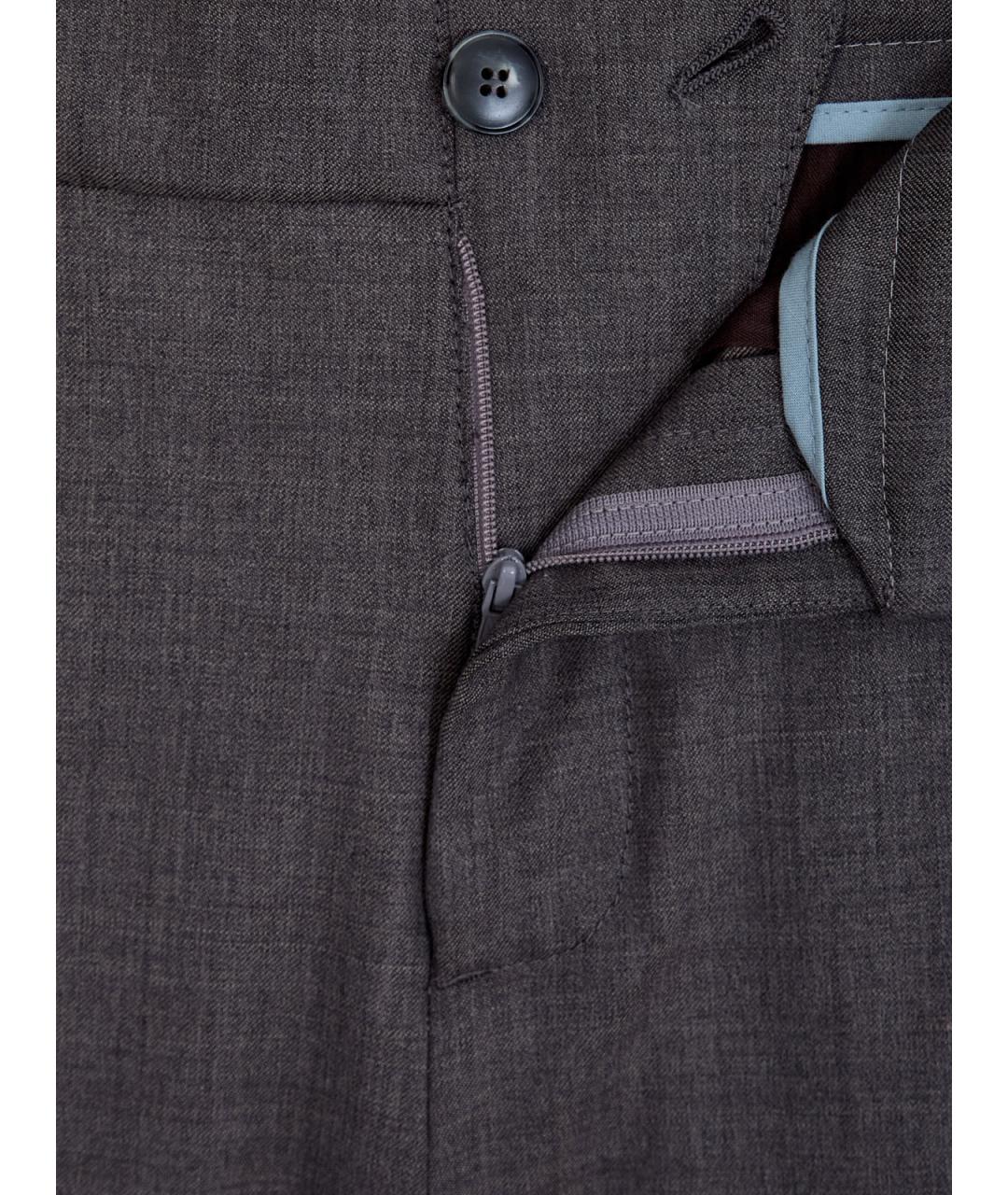 CANALI Коричневые шерстяные повседневные брюки, фото 6