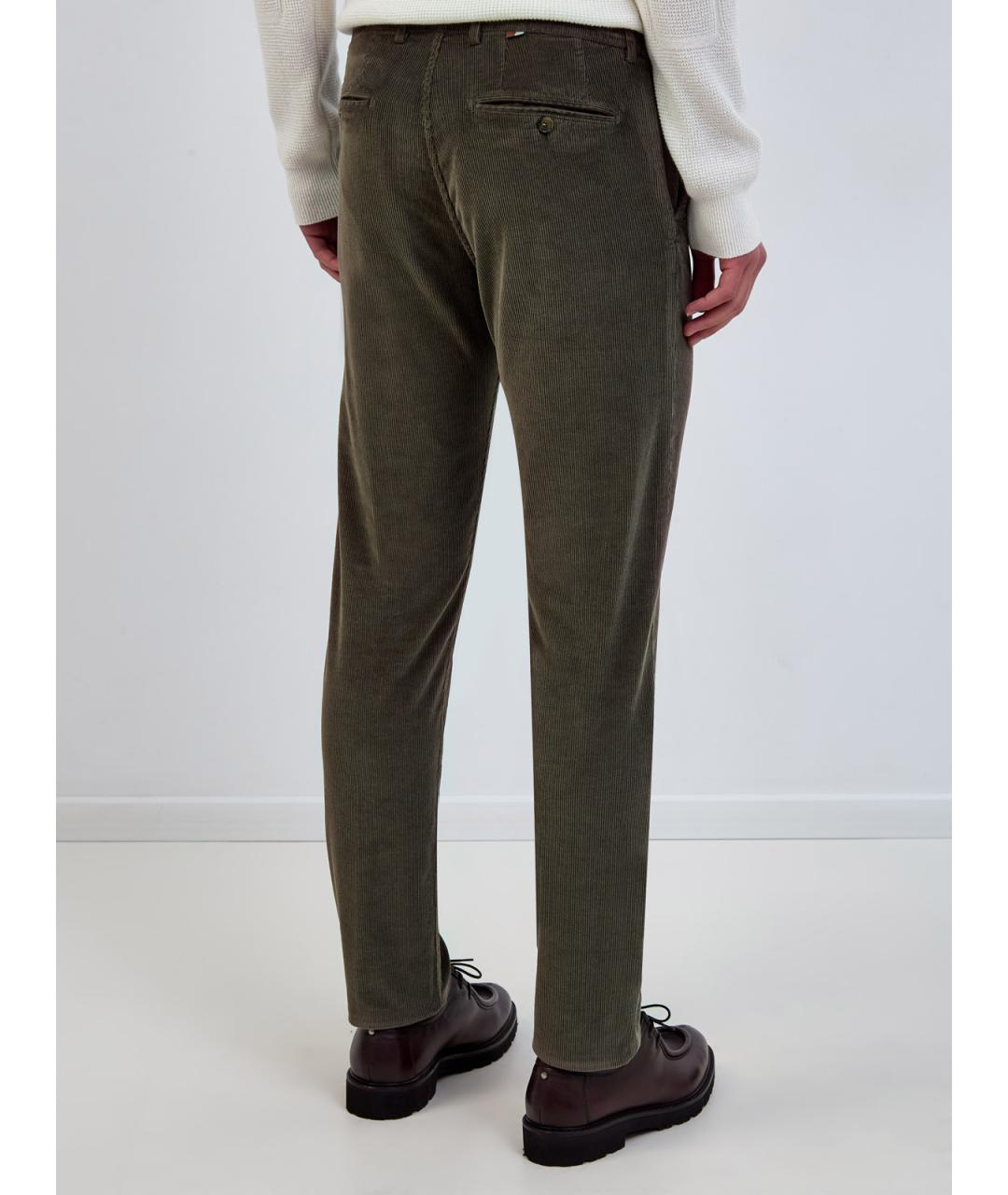 CANALI Хаки хлопковые повседневные брюки, фото 4