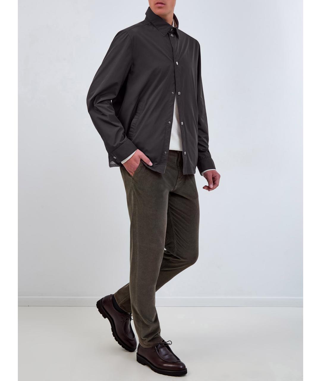 CANALI Хаки хлопковые повседневные брюки, фото 2