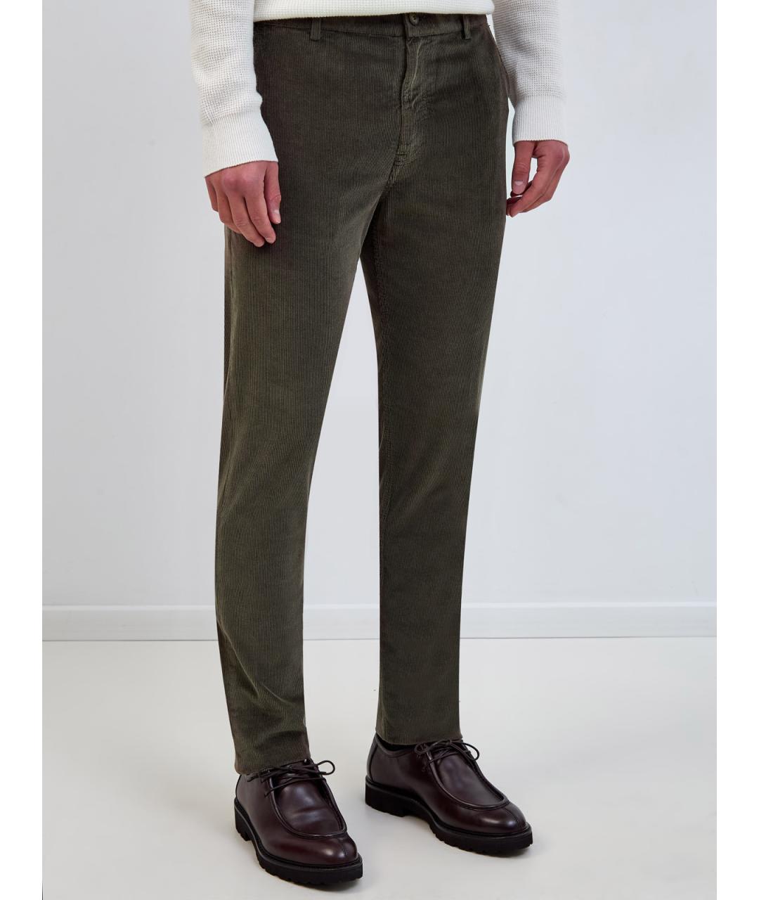 CANALI Хаки хлопковые повседневные брюки, фото 3